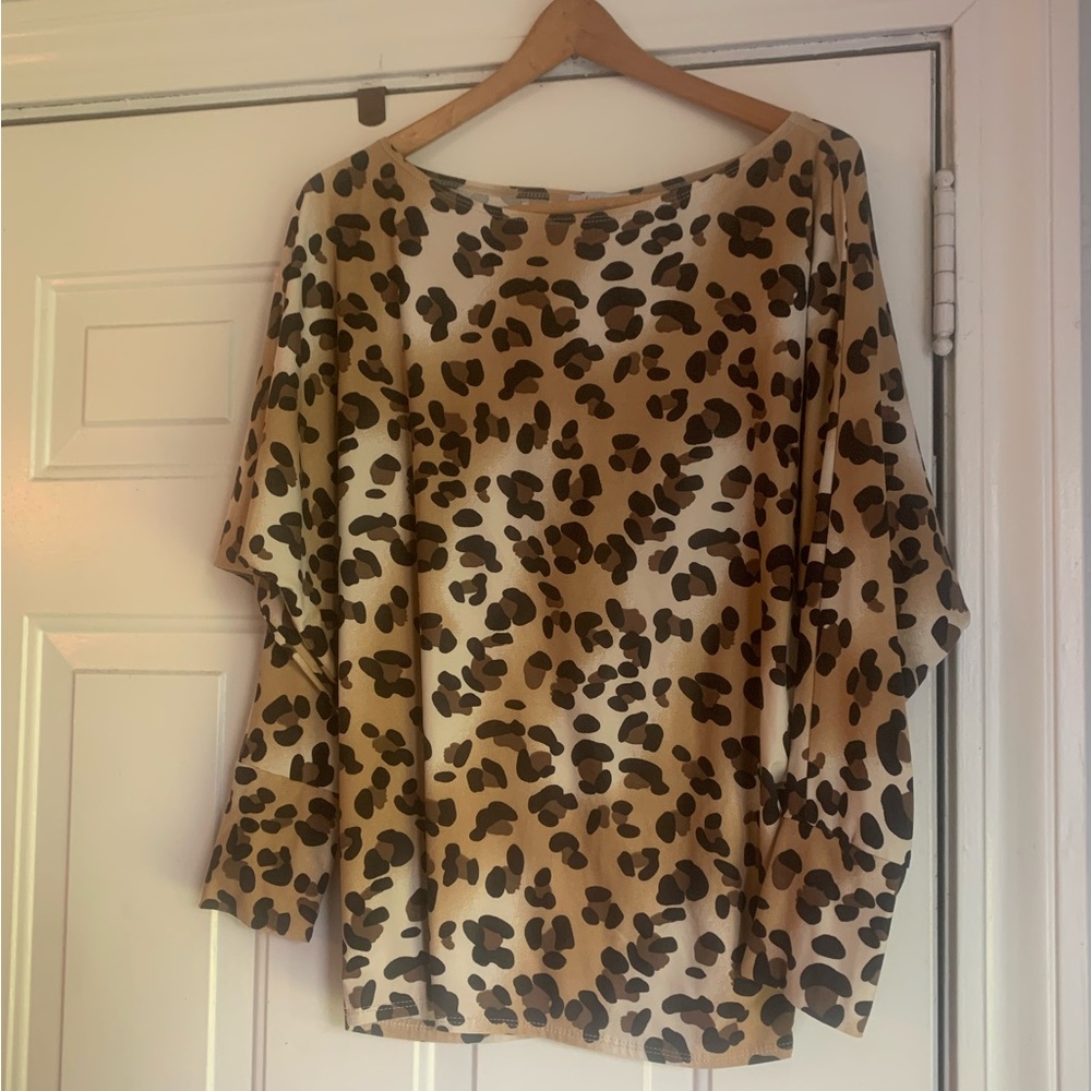 White Birch Tan and Black Patterned Top